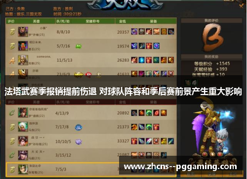 法塔武赛季报销提前伤退 对球队阵容和季后赛前景产生重大影响